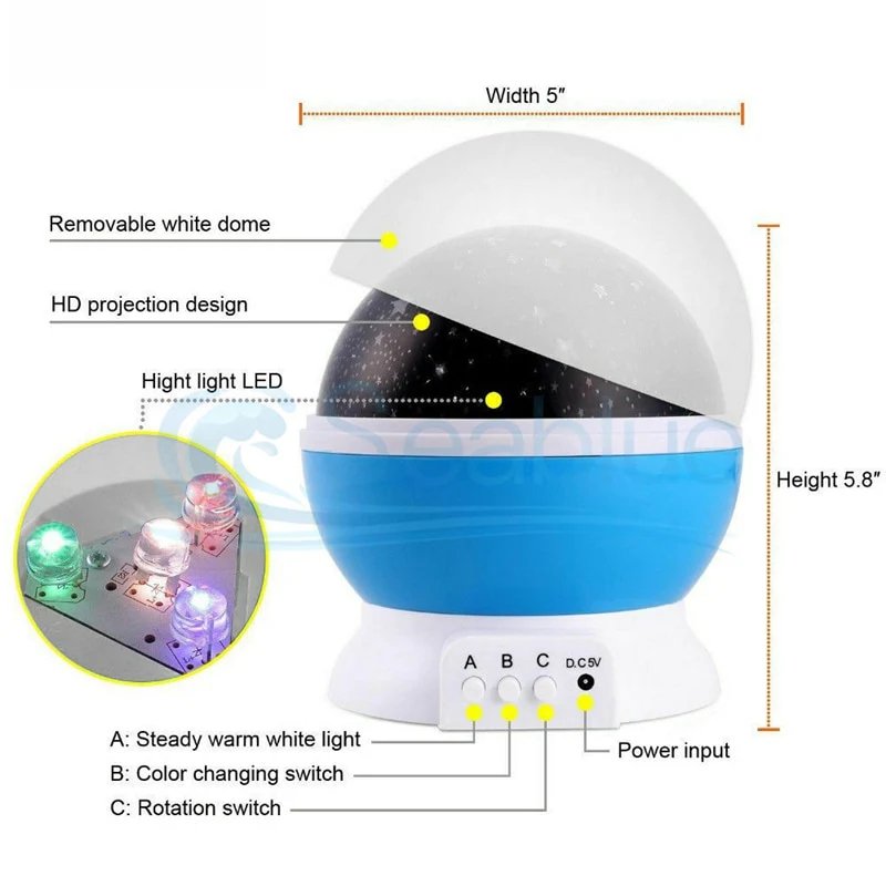 LED Rotating Starry Sky Star Master USB Projector Lamp.