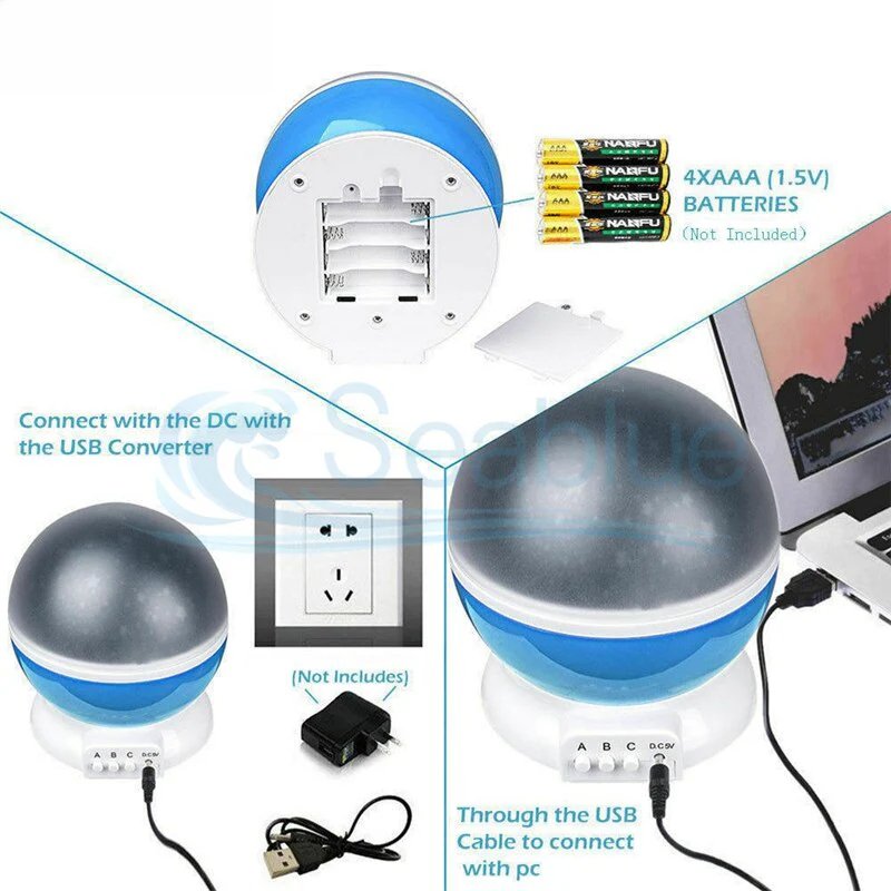 LED Rotating Starry Sky Star Master USB Projector Lamp.